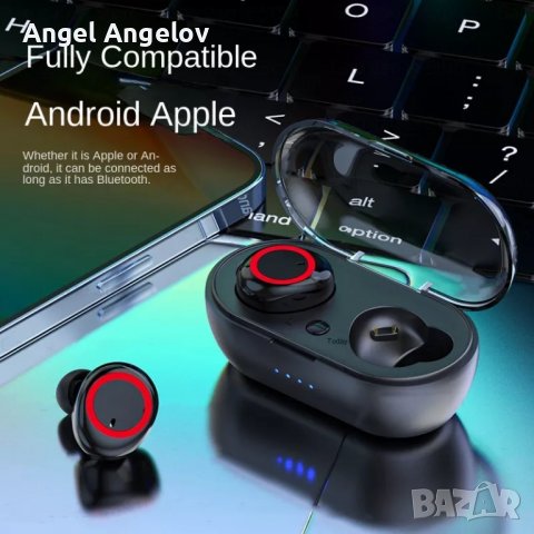 Y50 Bluetooth слушалка Спорт на открито Безжични слушалки 5.0 с контейнер за зареждане Power Display