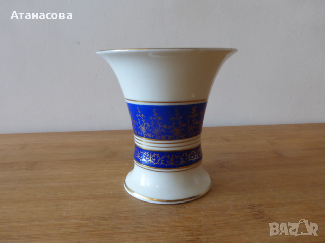 Немска малка порцеланова ваза кобалт БАВАРИЯ 1950 г, снимка 2 - Декорация за дома - 44693032