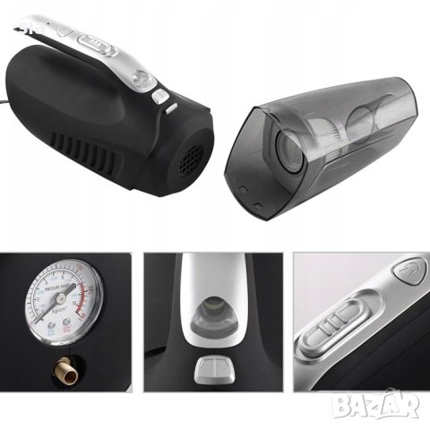 Прахосмукачка с компресор, 12V + Фенер, 100W, 12V, 4 бара, снимка 2 - Аксесоари и консумативи - 41516242
