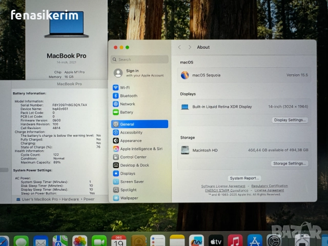 14' Apple MacBook Pro 2021 M1 Pro Space Grey 16GB RAM/512GB SSD/Бат 122 цик., снимка 7 - Лаптопи за работа - 51953423