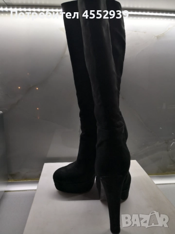Велурени ботуши на ток и платформа , снимка 2 - Дамски ботуши - 52958069