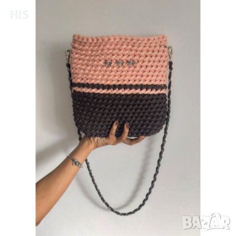 Луксозни плетени дамски чанти, ръчно изработени, с дълга дръжка за през рамо, бордо, снимка 14 - Чанти - 40479121