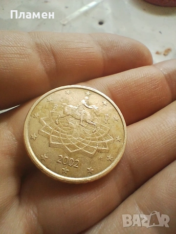 монета от 50 евро цента 2002 Италия, снимка 2 - Нумизматика и бонистика - 53734774