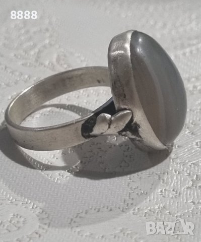 Стар масивен сребърен пръстен с камък Ахат , снимка 3 - Пръстени - 44297230