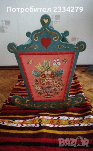 Старо бебешко легло-люлка. Изцяло ръчно изработено-рисувано. , снимка 7 - Антикварни и старинни предмети - 44350310