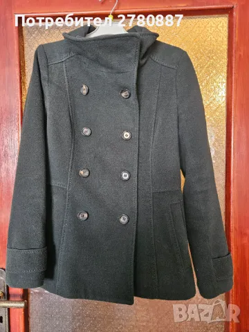 H&M Дамско палто с двуредно закопчаване тъмно зелено р-р 38 М