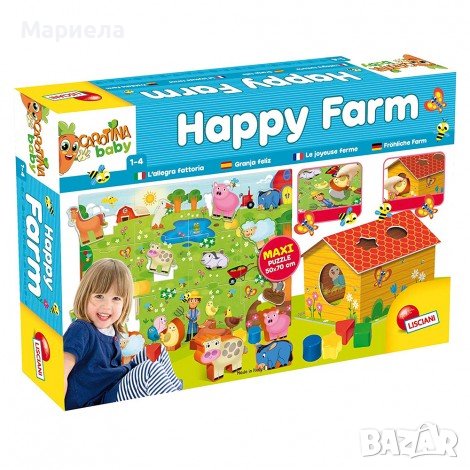 Lisciani Carotina Baby 3D Пъзел игра за бебета Happy farm 72248, снимка 1 - Игри и пъзели - 39592684