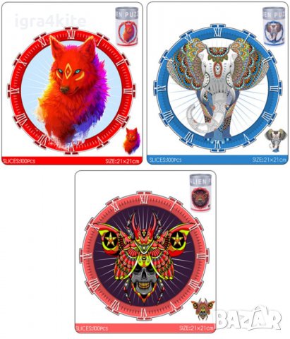 Папагал | Дървен пъзел часовник с части на животни / 9 модела, снимка 4 - Игри и пъзели - 39376413