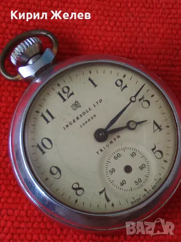 INGERSOLL LTD LONDON TRIUMPH MADE in GT. BRITAIN Стар АНГЛИЙСКИ ДЖОБЕН ЧАСОВНИК 23515, снимка 17 - Джобни - 45097338