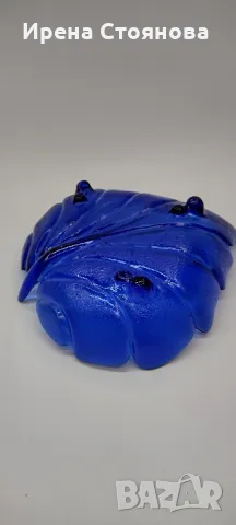 Голяма, стъклена фруктиера във формата на листо с крачета. , снимка 6 - Декорация за дома - 49324859