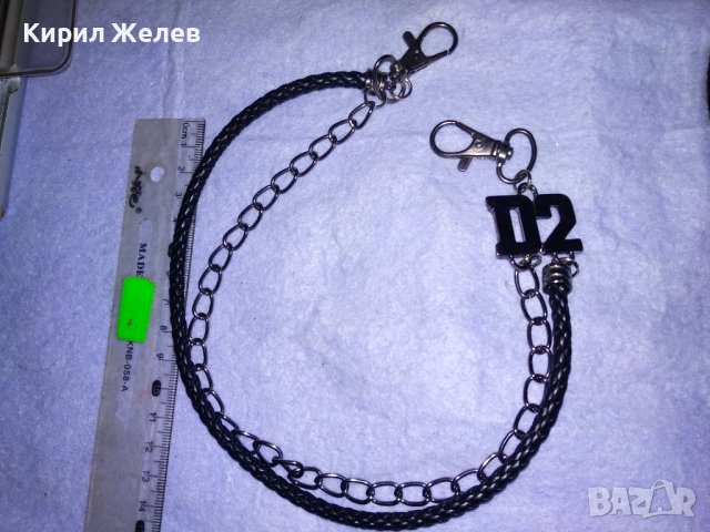 D-2 ФЕШЪН РОКАДЖИЙСКИ СТИЛ ВЕРИЖКА за КОЛАН МЕТАЛ и ЕКО - КОЖЕНА ОПЛЕТКА 35382