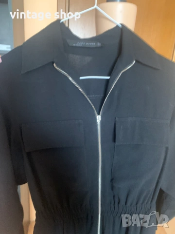 Черен гащеризон Zara с ефектен цип, размермS/M, снимка 7 - Гащеризони - 53687440