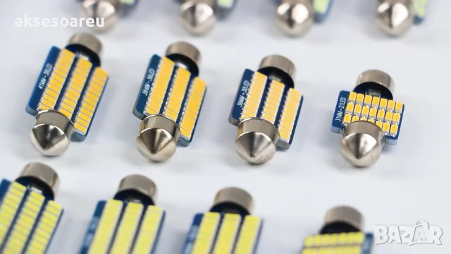 2 бр. Автомобилни сулфидни крушки 12 V 41mm с 36 LED диода ледено сини интериорни светлини за четене, снимка 17 - Аксесоари и консумативи - 53110231