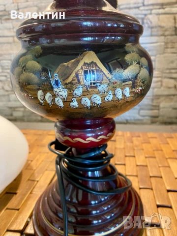 #0015# Винтидж електрическа лампа – калай, ръчно рисувана, Холандия (Tiel), снимка 5 - Настолни лампи - 50701162