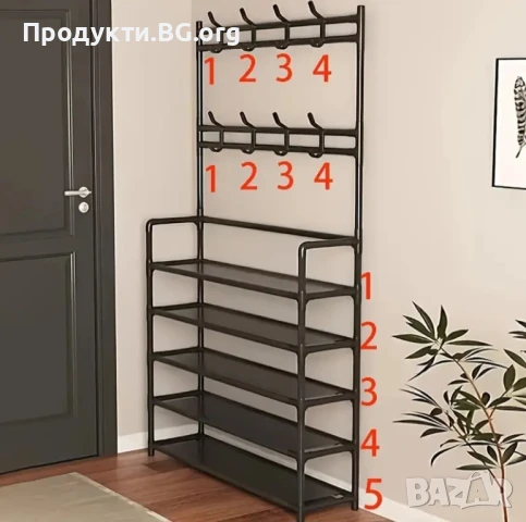 Метален органайзер за врата с 8 куки и рафтове – стилно решение за обувки и аксесоари, снимка 3 - Други стоки за дома - 51291753