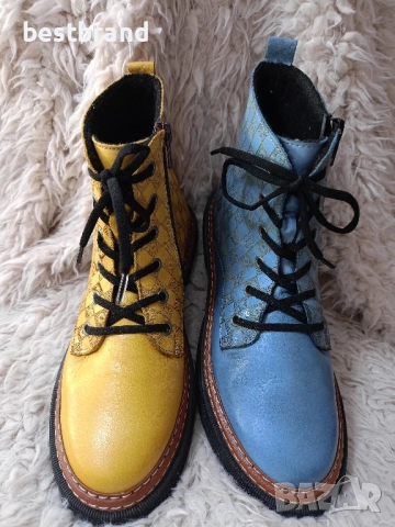 Дамски боти от естествена кожа,с цип и ластични връзки,код 66/135