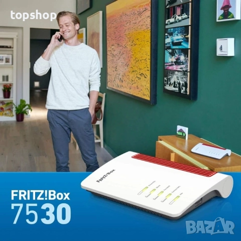 Нов мострен AVM FRITZ!Box 7530 WLAN AC+N рутер (DSL/VDSL 866 MBit/s (5GHz) и 400 Mbps (2.4 GHz)..., снимка 4 - Рутери - 51637814