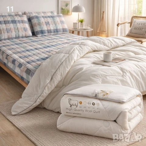 Капитониран чаршаф от нетъкана материя 1,80 x 2,00 м + 2 калъфки + Подарък Зимен юрган с овча вълна 