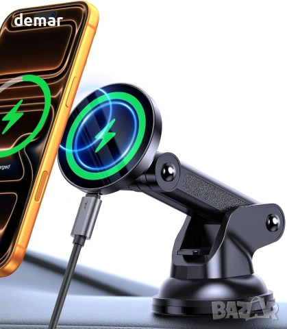 Coolpow 3 в 1 стойка и магнитно безжично зарядно за кола Magsafe, 15W