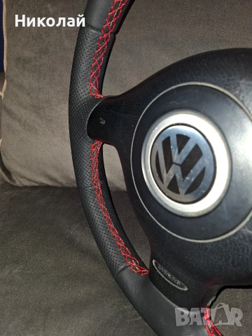 Спортен кожен волан за VW / Seat / Audi, снимка 5 - Части - 53872468