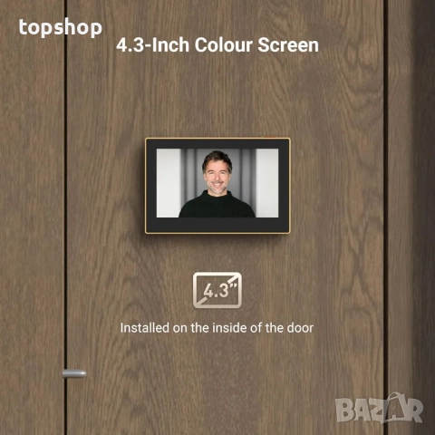 Безжична шпионка за врата EZVIZ CP2 с 4.3" монитор, отвор 14–26 мм, дебелина на вратата 35–105 мм..., снимка 3 - Други - 51707794