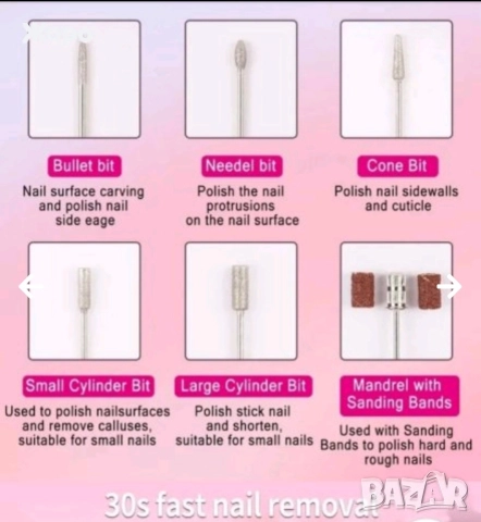 Професионална преносима електрическа пила за нокти 45000 оборота бяла или розова , снимка 10 - Продукти за маникюр - 43460743