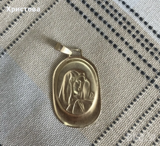 Златна висулка Богородица 14к.,3,23грама, снимка 2 - Колиета, медальони, синджири - 53767856