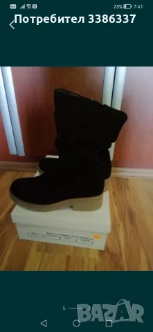 Ботуши от естествен черен набук , снимка 5 - Дамски ботуши - 48938819