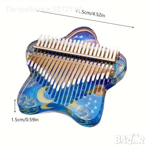 Ръчно изработена Калимба Miwayer-кристална прозрачна,17 клавиша с калъф и аксесоари, снимка 4 - Други - 48444261
