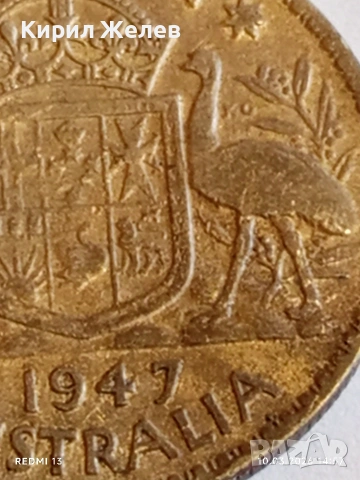 Сребърна монета 2 шилинга 1947г. Австралия Крал Джордж шести 46902, снимка 4 - Нумизматика и бонистика - 53782293