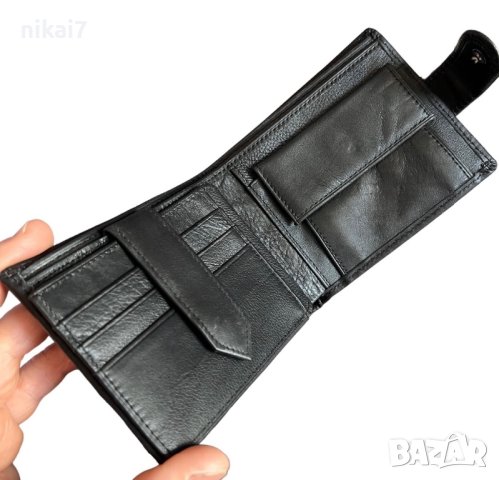 мъжки портфейл естествена кожен телешки бокс джоб за монети документи, снимка 11 - Портфейли, портмонета - 42073151