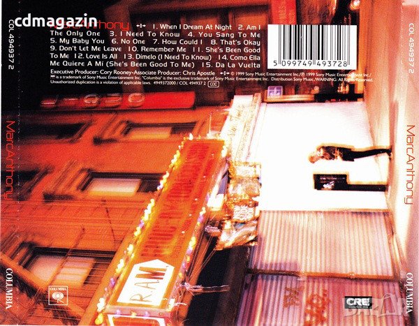 Компакт дискове CD Marc Anthony – Marc Anthony, снимка 2 - CD дискове - 39625352