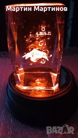 Преспапие /Кристал/ с Телец, снимка 10 - Декорация за дома - 53178892