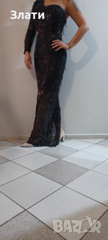 Елегантна, черна рокля с паети!НОВА-с етикет!, снимка 2 - Рокли - 36203064