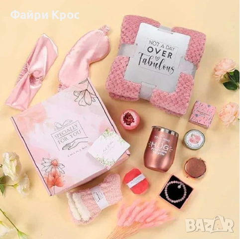 Комплект грижа за жена спа подарък за празник, осми март, рожден ден 10 части - Розов, снимка 2 - Подаръци за жени - 53618756