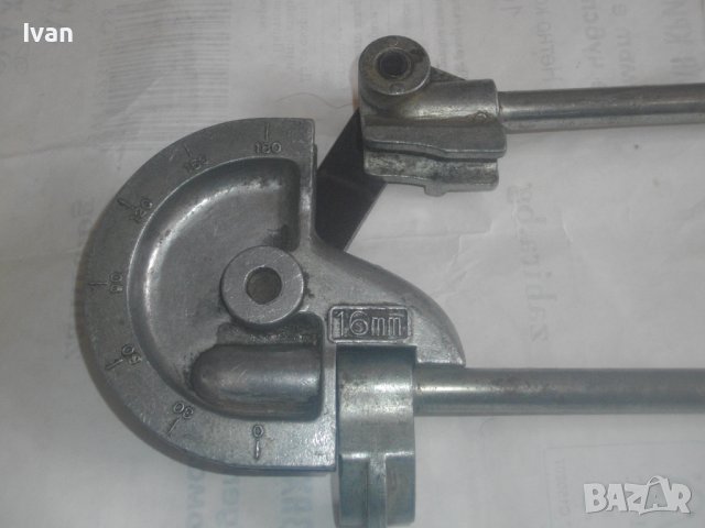 Немски Ръчен Тръбогиб 16 мм-Уред Огъване Меки/Полутвърди Тръби-Масивен 47см-0-180Градуса/Радиус 50мм, снимка 6 - Други инструменти - 44495514