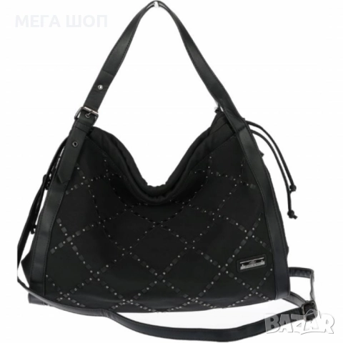 Велурена дамска чанта с декоративни ленти и метални капси – елегантен бохо дизайн, снимка 2 - Раници - 52643510