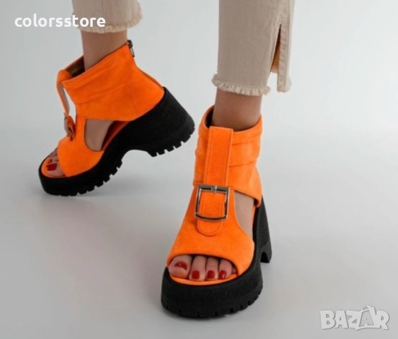 Летни боти- оранжеви с черно ходило - LB50, снимка 3 - Сандали - 40807457