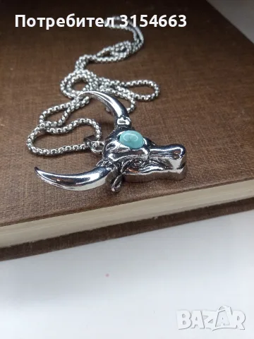 Колие с глава бик, снимка 6 - Колиета, медальони, синджири - 55905908