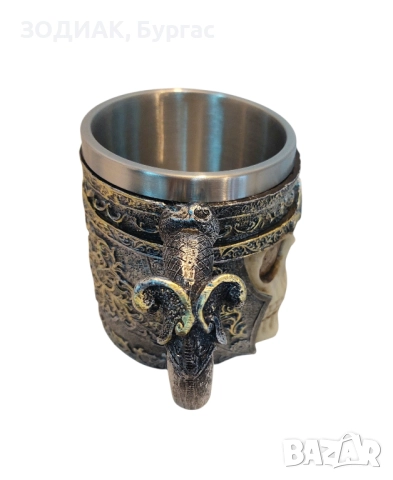 Стоманена ЧАША с декорация / ЧЕРЕП, снимка 2 - Декорация за дома - 28297415