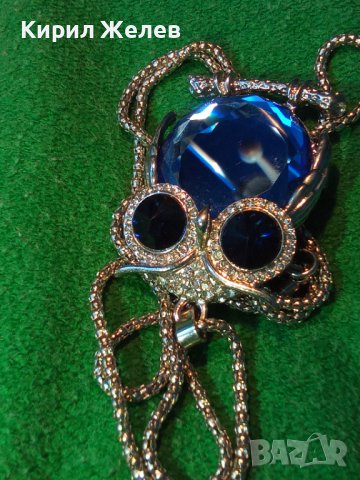 КРАСИВО КРИСТАЛНО СРЕБРИСТО БУХАЛЧЕ ФИГУРАЛЕН АРТ МЕДАЛЬОН с ВЕРИЖКА 8779, снимка 10 - Колиета, медальони, синджири - 36245891