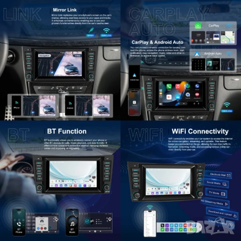 Мултимедия, Mercedes, E Class, Двоен дин, Мерцедес, W211, E200, E220, E270, Е320, Android, CLK клас , снимка 2 - Аксесоари и консумативи - 43448813