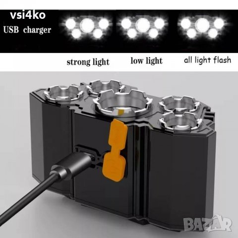 LED челник с 5 светодиода, снимка 7 - Екипировка - 39330290