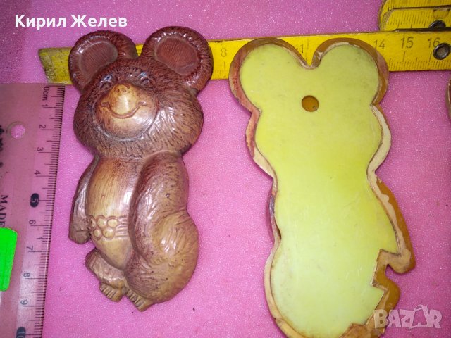 5 СТАРИ БАКЕЛИТЕНИ МЕЧЕТА МИША ТАЛИСМАН на ОЛИМПИЙСКИТЕ ИГРИ МОСКВА 1980г. СССР СУВЕНИР РЕДКИ 246666, снимка 4 - Колекции - 44314047