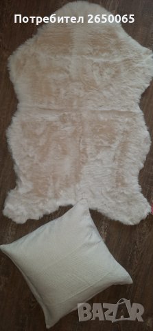 Пухкаво бяло килимче+възглавничка плюш-лукс!, снимка 7 - Килими - 42654672