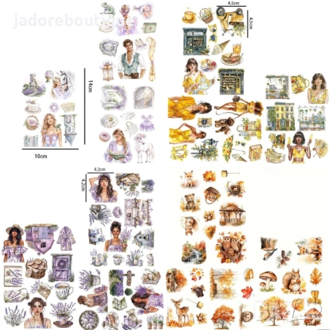 3 листа/ комплект Стикери за скрапбук албуми, картички различни теми