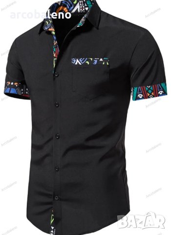 Мъжка лятна модна риза с къс ръкав Colorblock, 2цвята - 023, снимка 9 - Ризи - 41309222