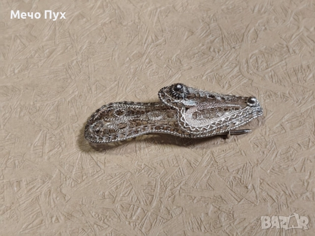 Сребърна брошка филигран - Пантофка (13), снимка 6 - Други - 52251067