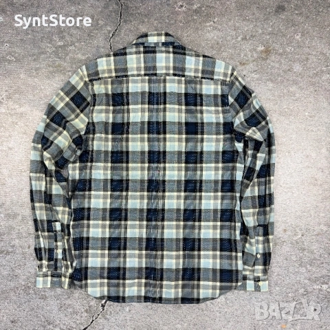 Мъжка карирана риза Fred Perry Размер M Синьо Сиво, снимка 2 - Ризи - 53301344