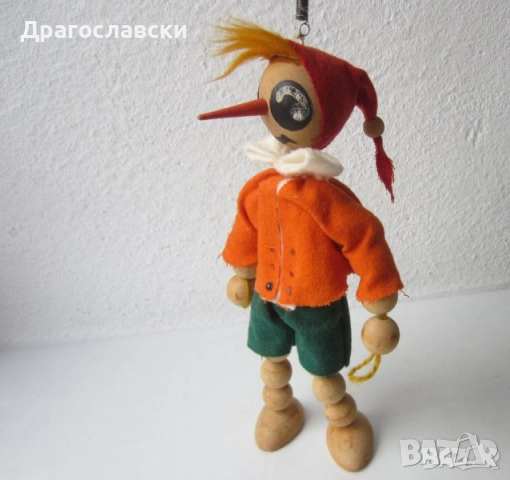 Пинокио на пружина, голяма 50 см Парцалена кукла,  с национална носия за стена, казак мускетар